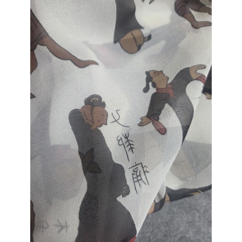 Chinese Silk Scarf‎ Daoyin Chinese Movements Exercises Silk 21x62 Some Flaws - Picture 13 of 15